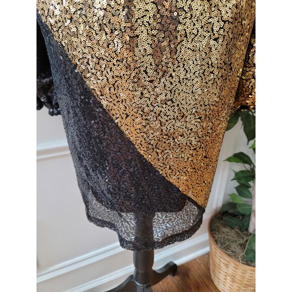 ELOQUII Bodycone Dress Women's Size 28 Black Gold 100% Polyester Long Sleeves - Picture 5 of 16